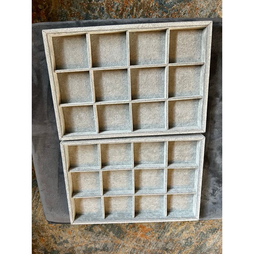 Set of (2) Oirlv Velvet Jewelry 24 Grid Display Trays